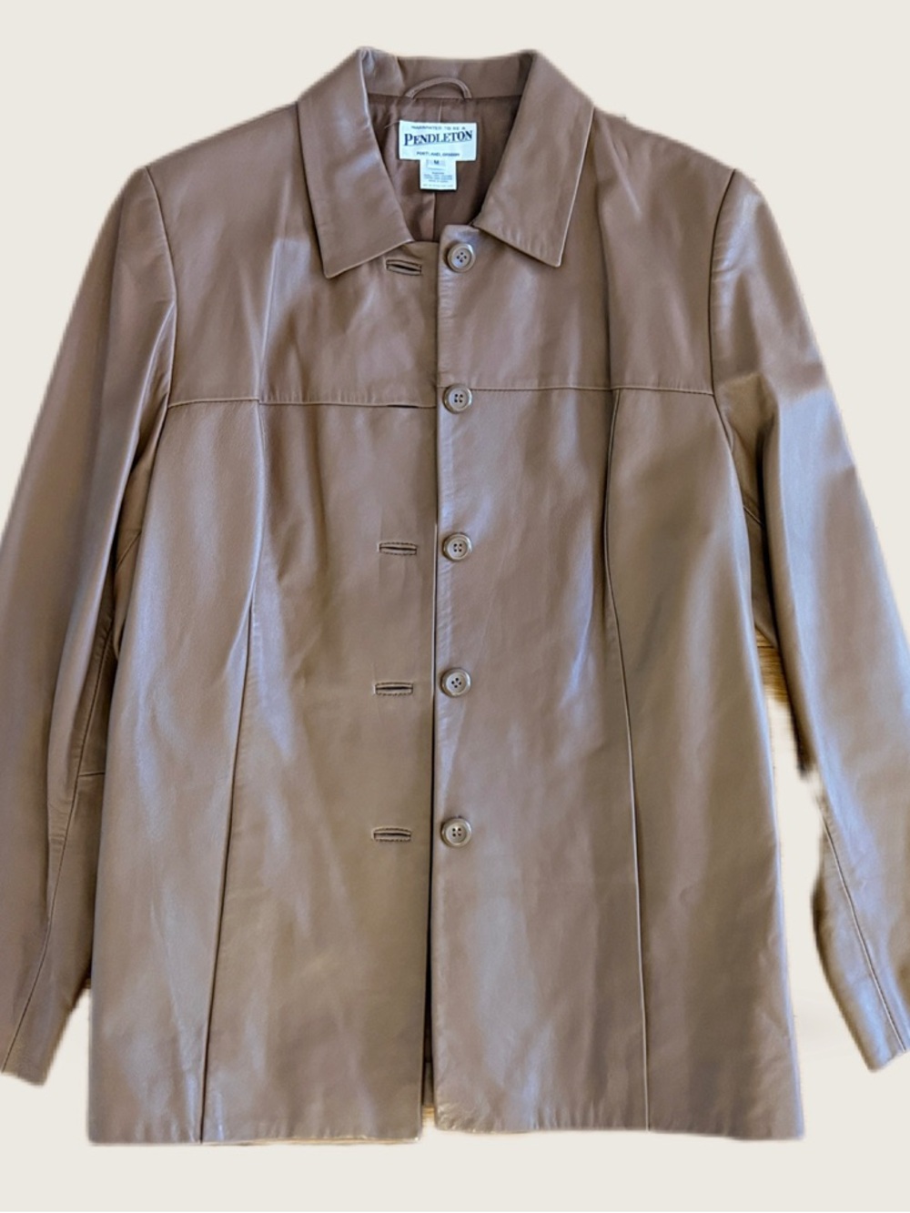Pendleton Tan Leather Button-Front Jacket - Picture 3 of 6